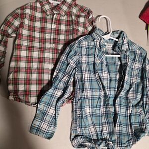 Plaid Kids Shirts - Red and Blue